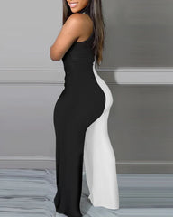 BXOXO Colorblock One Shoulder Long Sleeve Jumpsuit Sexy Skinny Jumpsuit Women Sexys Female One-pieces New Fashion Rompers
