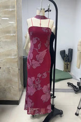 BXOXO Women Long Dress Floral Print Tube Dress Summer Backless Casual Strapless Dress with Choker Scarf Holiday Sundress