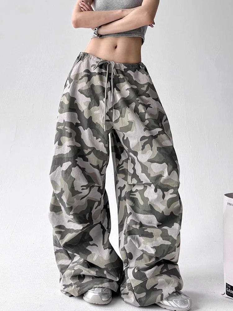 Bxoxo Y2K Camouflage Cargo Pant Women Streetwear Loose Hip Hop Harajuku Trousers American Vintage High Waist Summer Bf Casual Pants
