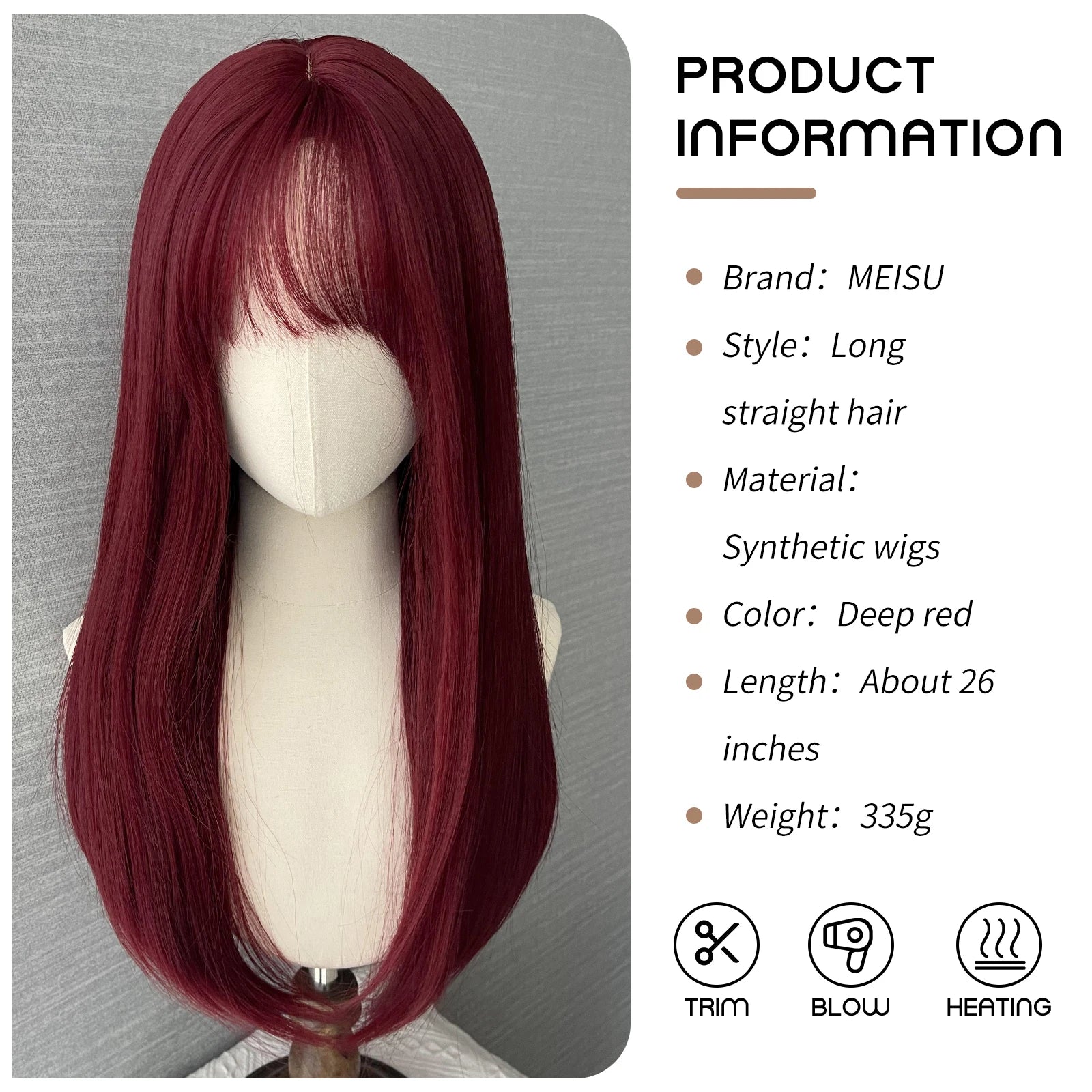 BXOXO Synthetic 26 Inch White Long Straight Hair With Thick Bangs Wig Fiber Heat-resistant Natural Party or Selfie For Women