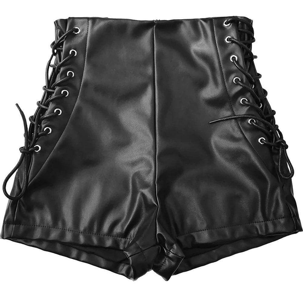 Bxoxo New Sexy Summer and Autumn Stretch Plus Size Tight Black Faux Leather Shorts Casual Shorts Leather Pants for Women