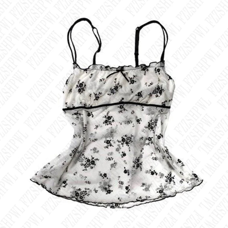 BXOXO Women's Sleeveless Camisole Vintage Street Fashion Casual Hip Hop Rock Punk Chic Bowknot Harajuku Aesthetic Baby Ladies Crop Top