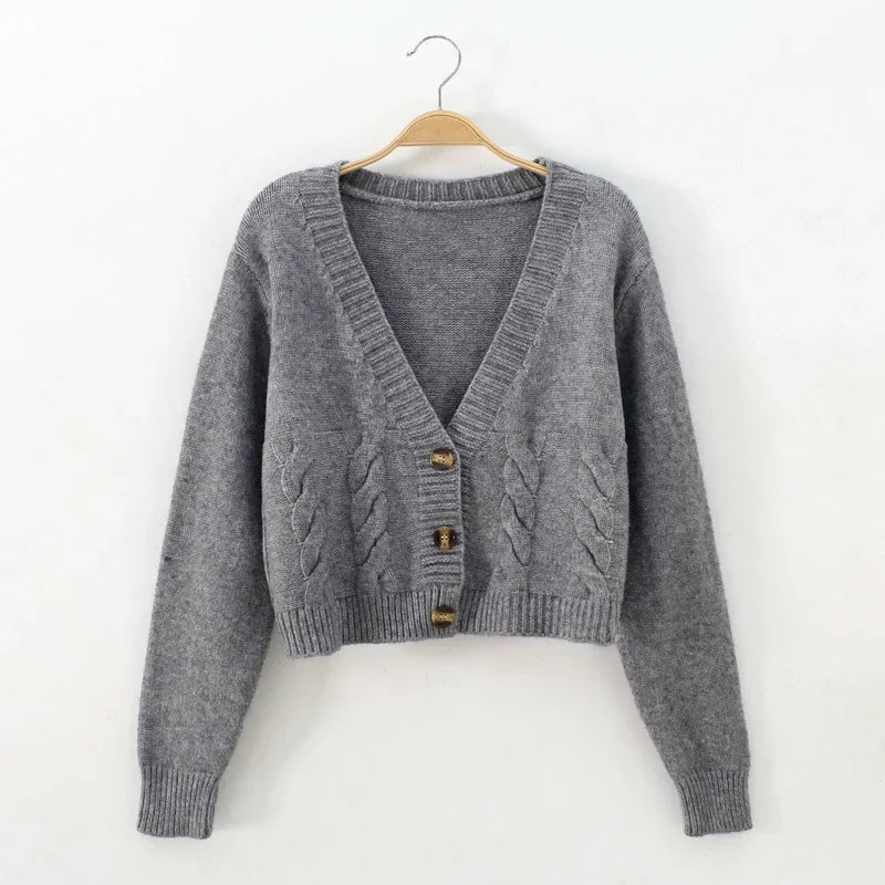 Bxoxo Short style high-waisted slim plastic sweater women spring new single-breasted knitted cardigan twist small jacket