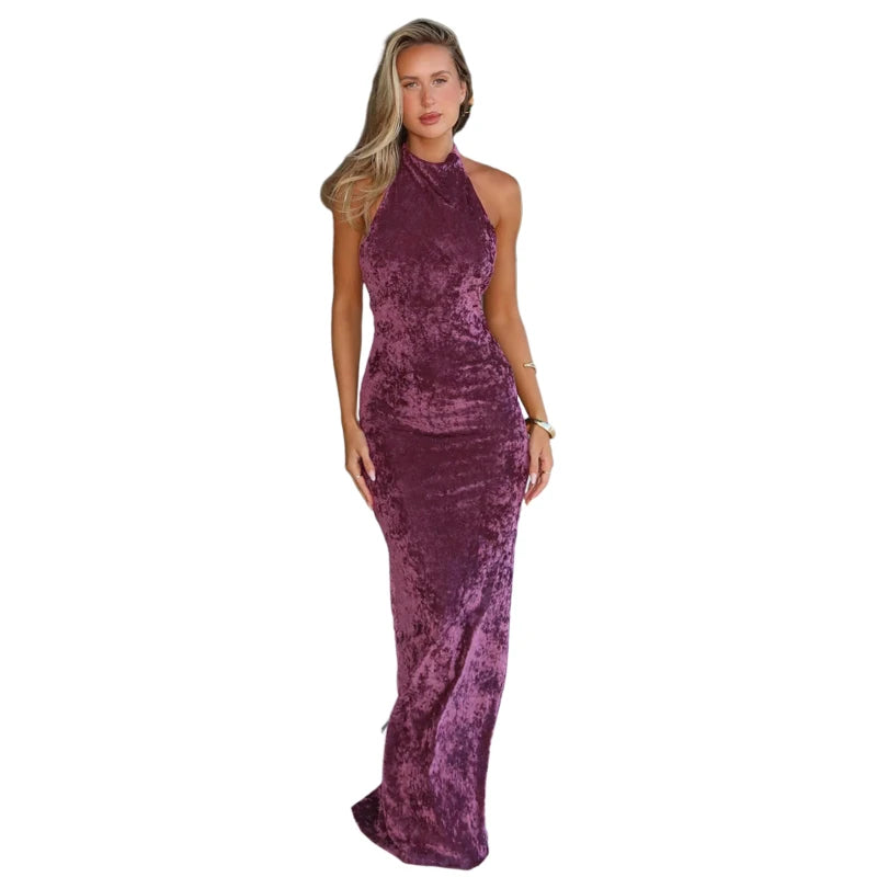 BXOXO Luxury Backless Tassel Dress Women Sexy Lace-Up Halter Solid Sleeveless Half High Collar Beach Vacation Party Bodycon