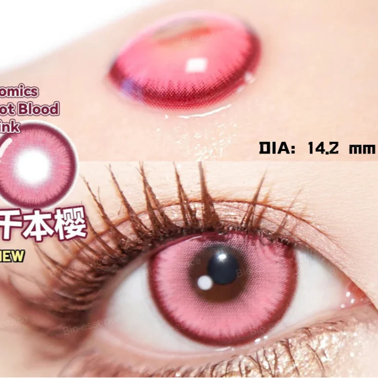 BXOXO 1 Pair Colorcon Korean Colored Contact Lenses with Degree Myopia Lenses Anime Accessories Pink Lenses Cosplay Lenses