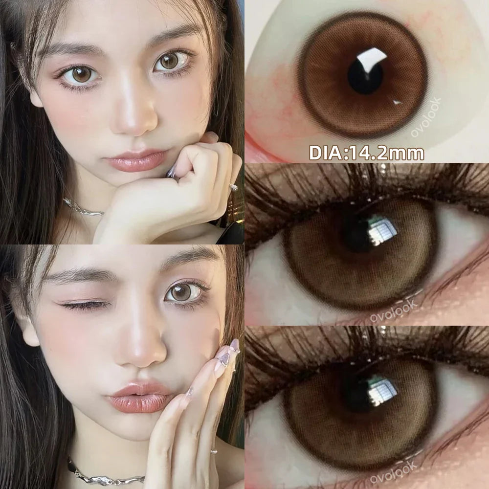 BXOXO 1 Pair/2pcs 10 Colors Contact Lenses for Eyes Fashion Pupils Myopia Eye Color Lenses Blue Green Brown Prescription Lens