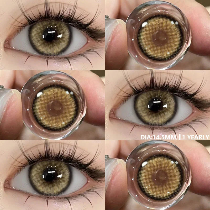 BXOXO Colored Contact Lenses 1pair Natural Eye Lens Blue Eye Lenses Brown Lenses Gray Pupils Yearly Cosmetic Green Contacts