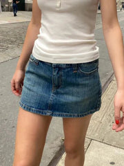 BXOXO American Vintage Denim Mini Skirts Women Summer Fashion High Waist Straigth Short Faldas Casual Fashion Streetwear Cotton Skirt