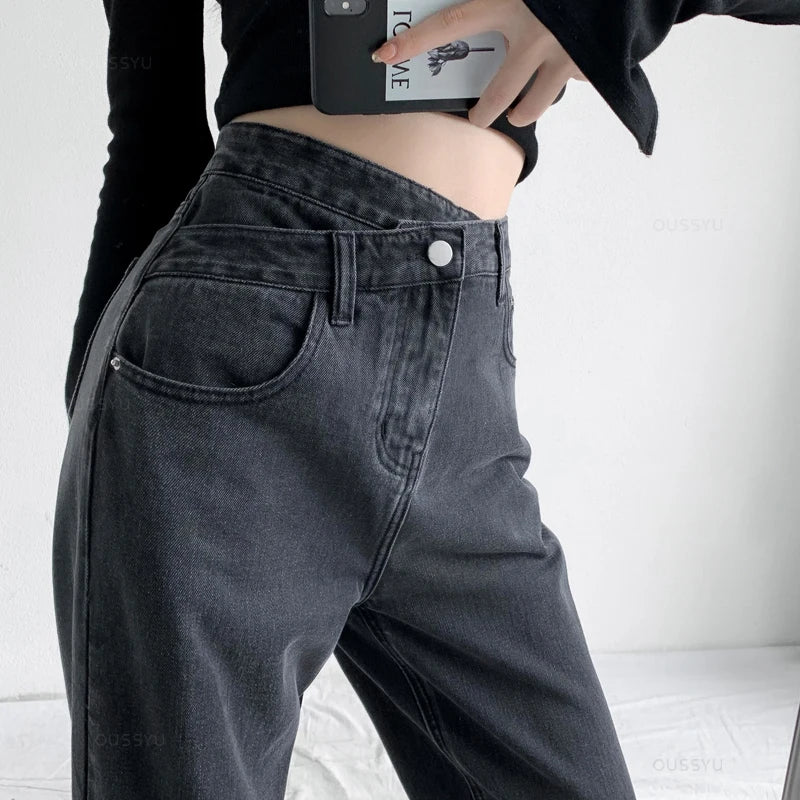 BXOXO Jeans Women Wide Leg Pants Mom Femme Black Blue Jean High Waist Woman Trousers Brand Clothing Pantalones Spodnie Damskie