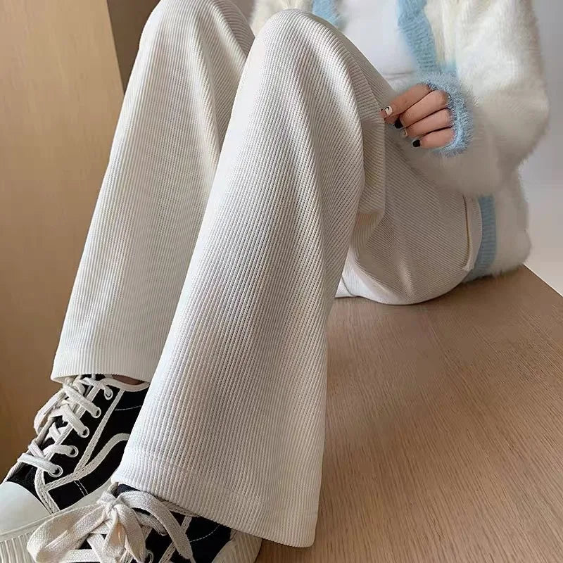 Bxoxo Women Casual Loose Straight Pants High Waist Corduroy Pants Fashion Women All Match Office Trousers 2024 Spring Autumn