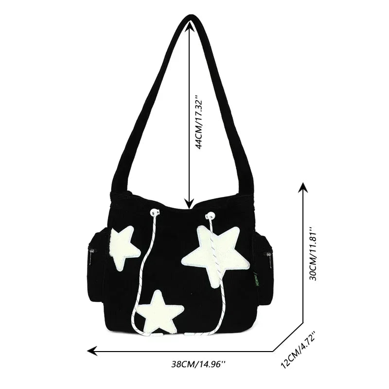 BXOXO Girls Cute Star Print Shoulder Bags Women Japanese Casual Fashion Crossbody Bag Y2k Streetwear Tote Bags for College Student