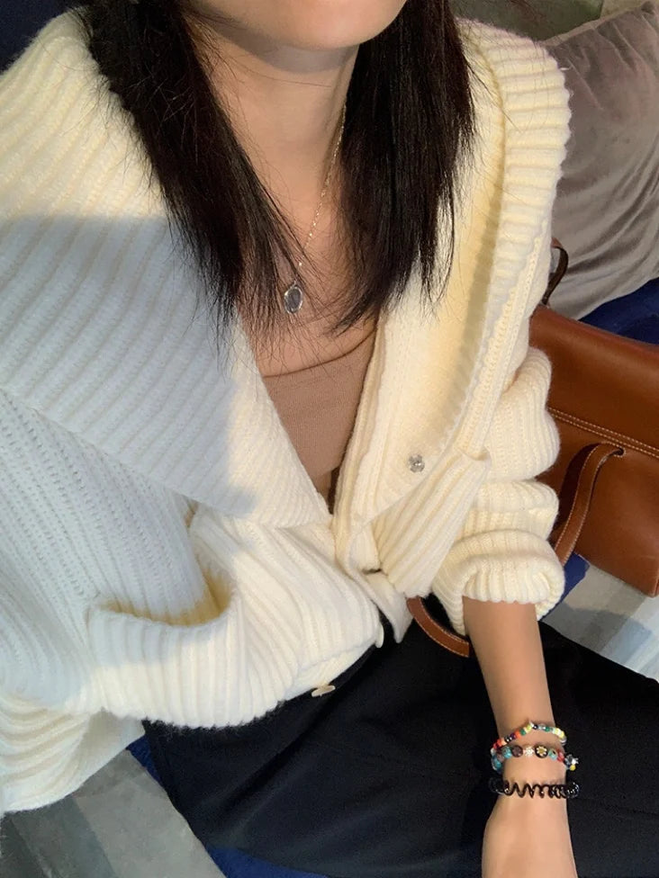 Bxoxo Women's Hooded Cardigan Button Up with Pocket Knitted Sweater Hoodie Slouchy Knitwear Fall Winter Casual Chic Outfit