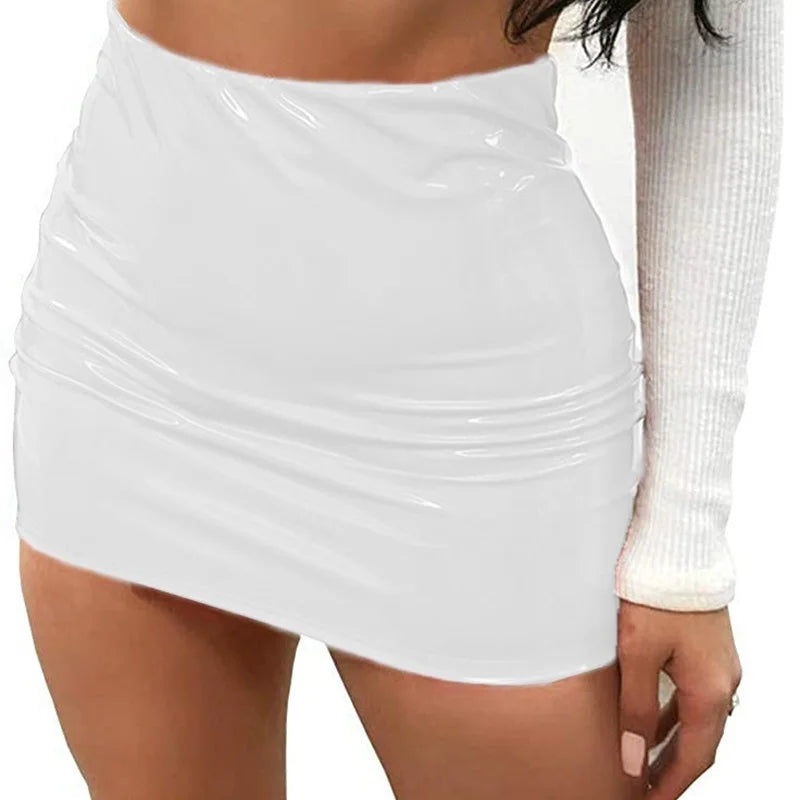 Bxoxo Autumn Sweet Winter Black Sexy Tight High Waist Leather Mini Skirt Reflective PU Hot Sexy Korean Women Sweet 9SVK