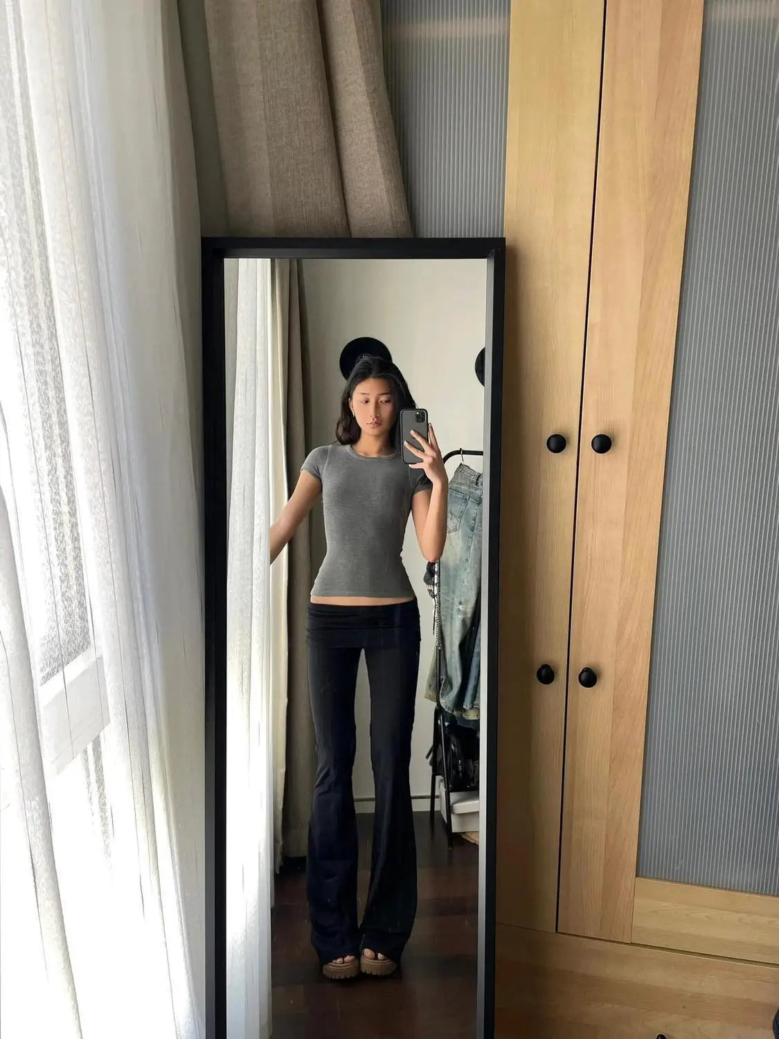 Bxoxo Gray High Waist Basic Flared Pants Solid Color Jogging Fitness Yoga Trousers Slim Korean Fashion Casual Streetwear Lady