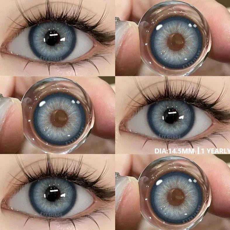 BXOXO Colored Contact Lenses 1pair Natural Eye Lens Blue Eye Lenses Brown Lenses Gray Pupils Yearly Cosmetic Green Contacts