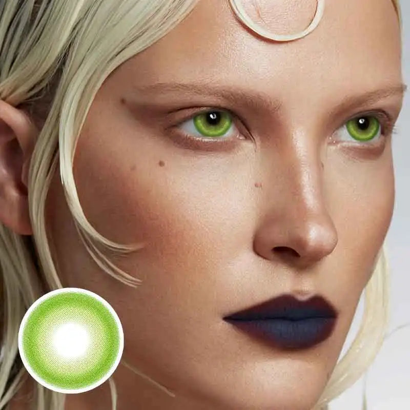 BXOXO 2pcs/pair Colored Contact Lenses Myopia Green Pixie Series Yearly Cosmetic For Eyes Lentillas Verdes