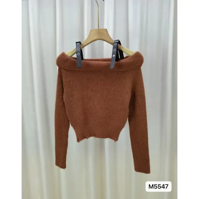 Bxoxo Strapless Sweaters Jumper Y2k Clothes Sexy Off Shoulder Vintage Red Pullover Tops Knitwear Autumn Loose Sueter Mujer 2025