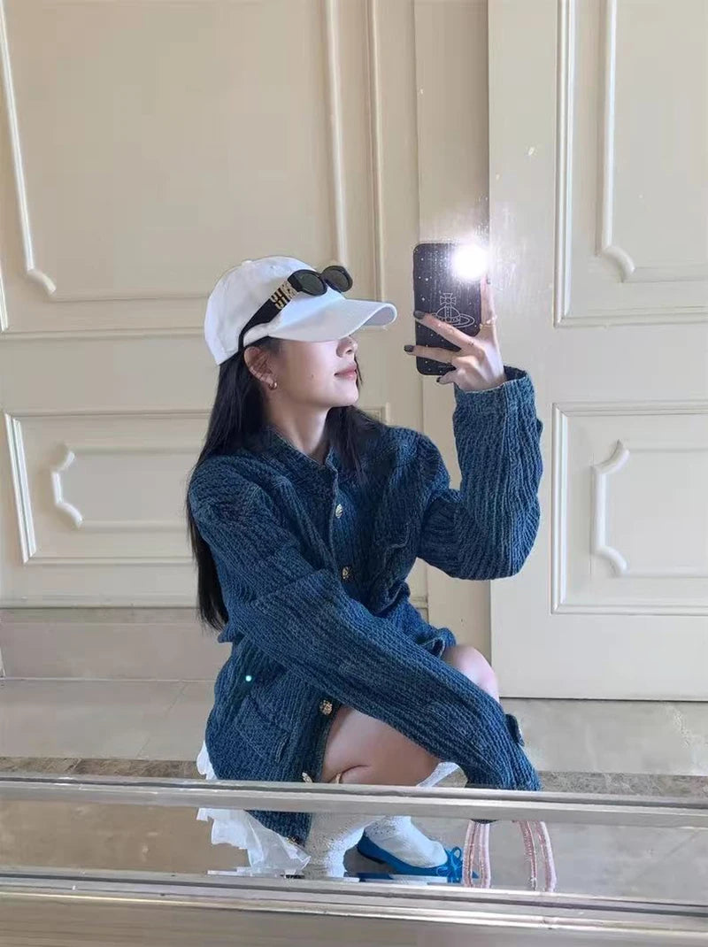 Bxoxo Vintage Stand Collar Denim Jacket Women Autumn Loose Streetwear Single Breasted Coats Y2K Korean Chic Long Sleeve Casual Outwear