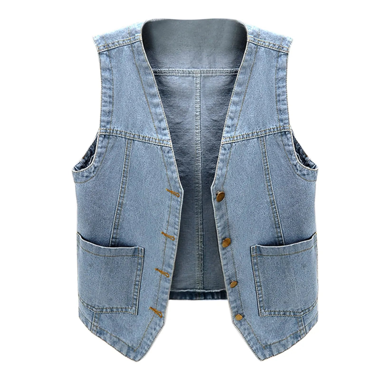 BXOXO Woman Jacket Vest Spring Summer Vintage Denim Vest Women's Short Loose Sleeveless Coat Vest Blue Casual Tops Chaleco Mujer