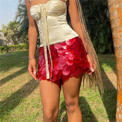 BXOXO Women's Fashion Mini Skirts Low Rise Sequins Skirts Spring Summer Casual Bodycon Skirts Y2K Punk Hip Party Clubwear