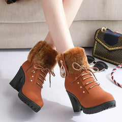 BXOXO Women Boots Winter Designer High Heels Shoes for Women New Short Plush High Platform Ankle Boots Elegant Botas Mujer