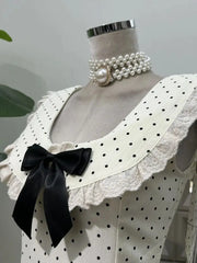 BXOXO Summer Elegant Young Girls Dress Polka Dot Bow Design Mini Club Dresses Appropriate Chic Sexy Party Outfits 2025 New Arrival