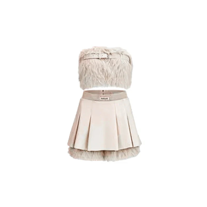 BXOXO Sexy 3 Piece Skirt Set Women Casual Long Sleeve Coat + Bodycon Tube Tops + Sweet Mini Skirt Evening Party Clothing Autumn