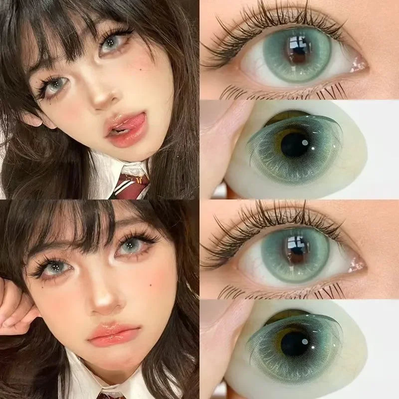 BXOXO Natural Colored Eyes Lenses Green Lenses Contacts Lens Beauty Pupils with Graduation Contact Korean Lenses Make Up