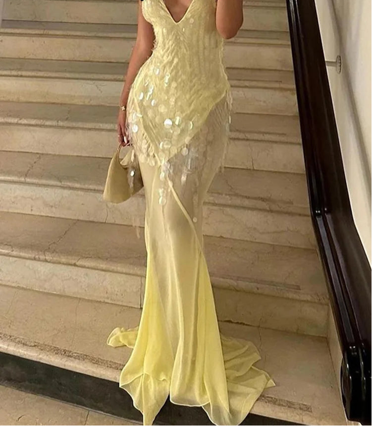 BXOXO Sequins Halter Women Evening Dresses Sexy Patchwork Sleeveless Backless Deep V Neck Female Party Dress Euphoria Lady Robe