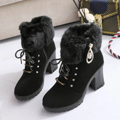 BXOXO Women Boots Winter Designer High Heels Shoes for Women New Short Plush High Platform Ankle Boots Elegant Botas Mujer
