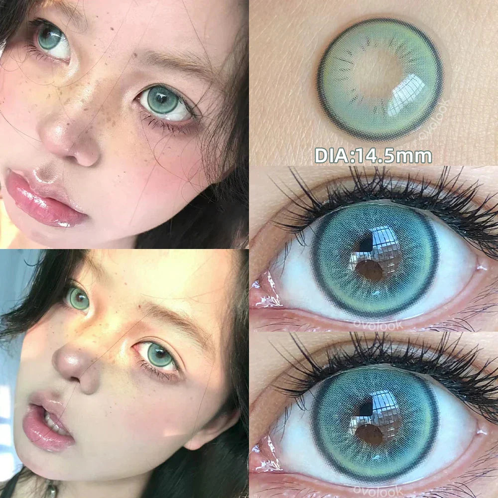 BXOXO 1 Pair/2pcs Prescription Contact Lenses for Eyes Myopia Eye Color Lenses With Diopters Blue Green Natural Lenses Pupils