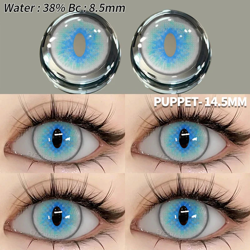 BXOXO 2Pcs Blue Halloween Colorful Contacts Lenses Anime Cosplay Eyes Lens Yellow Multicolored Lenses Yearly Beautiful Pupils