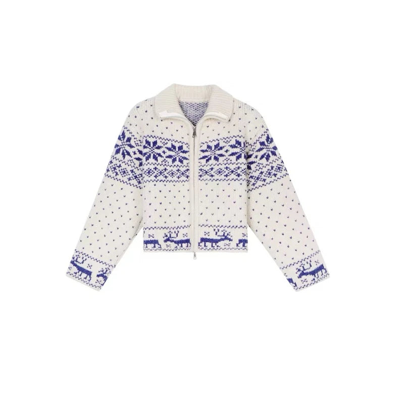 Bxoxo Vintage Korean Style Women Sweaters Zipper Knitted Cardigan Casual Retro Jumpers Harajuku Fashion Long Sleeve Knitwear