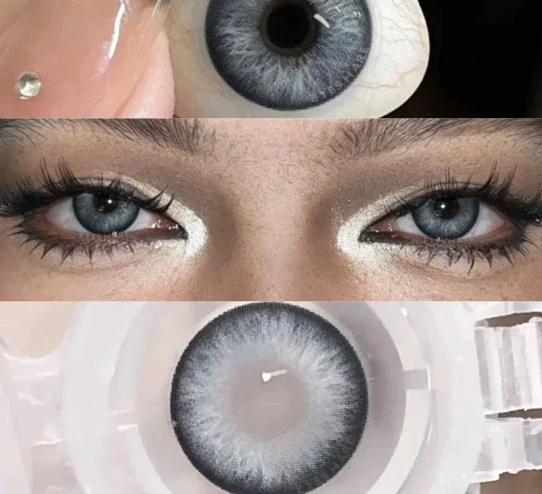 BXOXO 1Pair New Colored Contact Lenses for Eyes Natural Eye Lenses Fashion Blue Eye Lenses Cosmetic Gray Pupils Lens Yearly