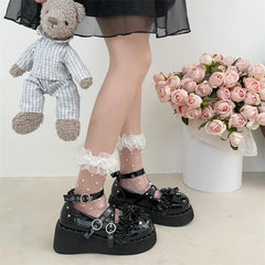 BXOXO Y2K Metal Chains Punk Gothic Shoes Women Black Patent Leather Buckle Strap Wedges Pumps Woman Thick Platform Rivet Lolita Shoes
