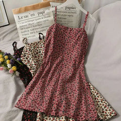 BXOXO Summer For Tank Strap Floral Printing Backless Casual Evening Party Sexy Women'S Prom One Piece Basic Corset MIni Dress