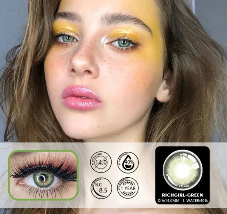 BXOXO 2pcs Natural Colored Contact Lenses For Eyes Blue Colored Contact Lens For Eyes Yearly Beautiful Makeup Contact Lenses