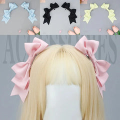 BXOXO Kawaii Handmade Bow Hairclip Anime Lolita Hairpin Cosplay Headdress JK Uniform Hair Accessory Xmas Gifts