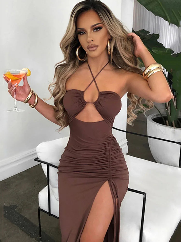 BXOXO Sleeveless Sexy Female Midi Backless Dresses Slim Night Club Party Women's Dress Bodycon Vestidos Elegantes Para Mujer