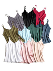 Bxoxo Spaghetti Strap Top Women Halter V Neck Basic White Cami Sleeveless Satin Silk Tank Tops Women'S Summer Camisole
