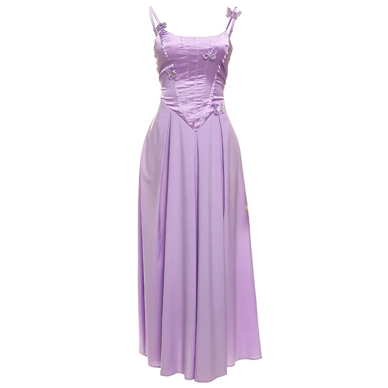 BXOXO  Sexy Butterfly Appliques Dress Women Patchwork Solid Draped Backless Sleeveless Elegant Midnight Club Party Vestidos