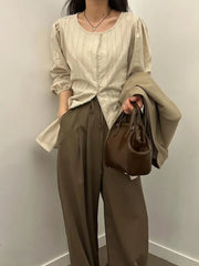 Bxoxo Chic Long Sve Embroidered Button Trim Striped irt Women's Faion Cotton 00% Versatile Sle Spring Collection