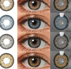 BXOXO 1 Pair Natural Colored Contact Lenses Gray Eye Lens Brown Contacts Beauty Pupils Makeup Color Lens With Free Lens Case