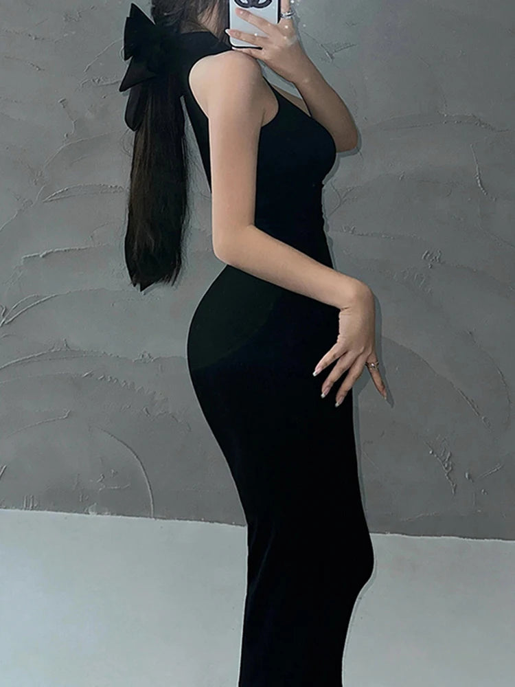 BXOXO Red Skinny Sexy Turtleneck Midi Dress Women Evening Party Ladies Elastic Hip Wrap Elegant Bodycon Dresses Y2k Clothing