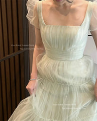 BXOXO Fairy Tulle A-Line Wedding Dresses Puff Short Sleeves Prom Dresses Floor Length Bridal Party Dresses For Korean Women