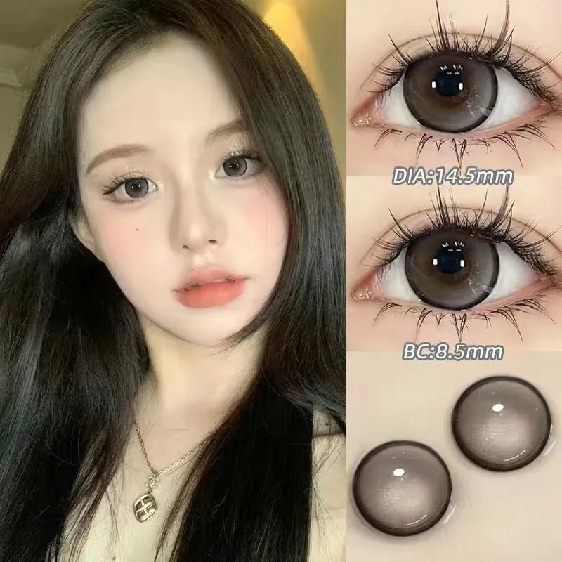 BXOXO 1 Pair High Quality Color Contact Lenses with Diopter Myopia Eyes graduated color Beauty Pupil Makeup Yearly