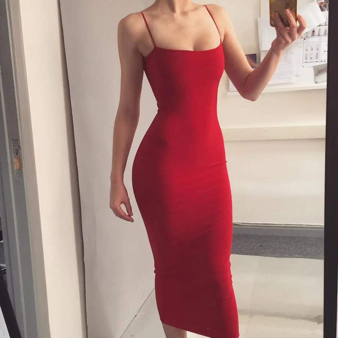 BXOXO New Summer Women's Dress Long Sling Dresses Club Sexy Suspender Dress