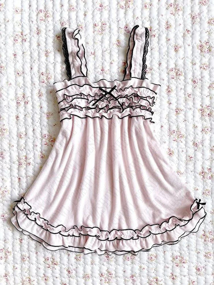 BXOXO Y2K Solid Color Casual Cute Women's Sleeveless Camisole Tops Street Sweet Bow 2000s Aesthetic Harajuku New Slim Women's Crop Top