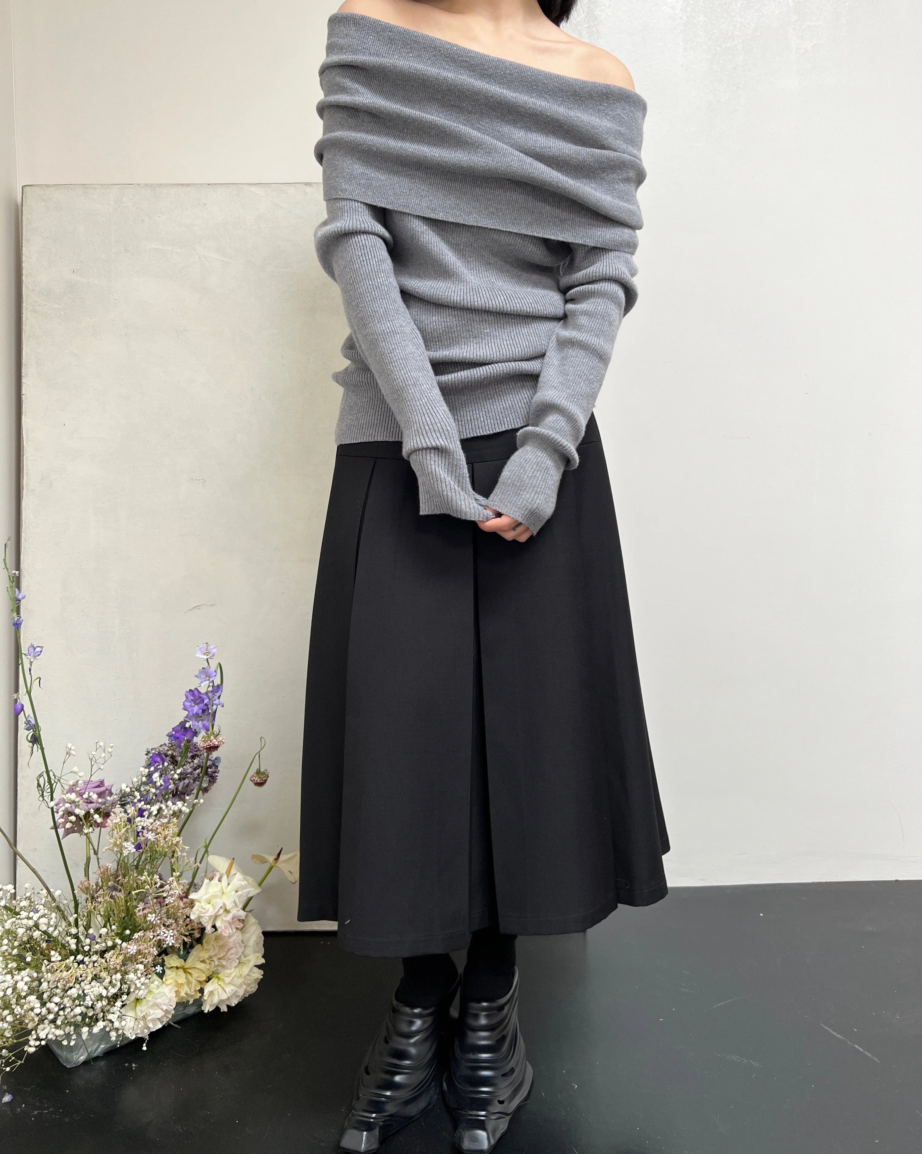 Bxoxo Spring Autumn Off Shoulder Women Sweaters Elegant Vintage Knitted Solid Jumper High Stretch Top  C-038