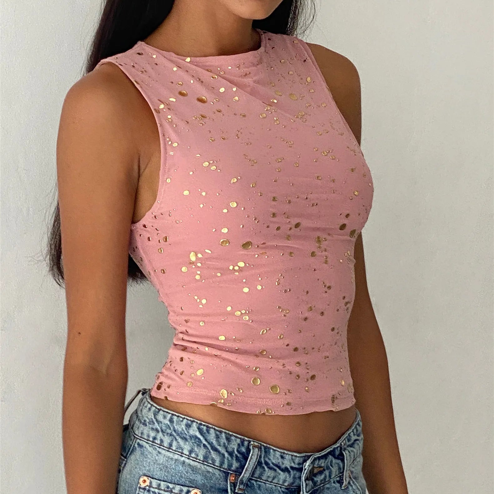 BXOXO Sequin Tank Top for Womens Y2K Sexy Crewneck Sleeveless Shinny Glitter Cami Vest Top Coquette Party Trendy Outfits